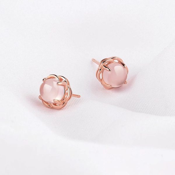 Cat's Eye Rose Quartz Earrings - Image 2