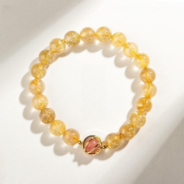 Citrine and Rutilated Quartz Bracelet