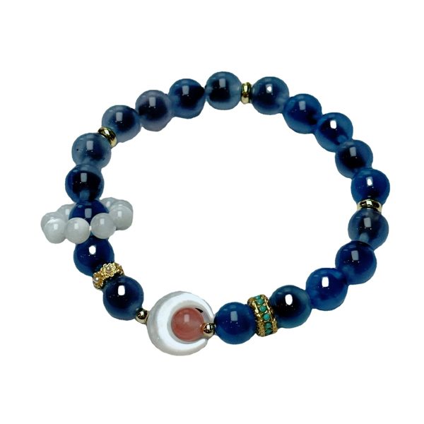 Blue Agate Shell Moon Energy Bracelet - Image 5